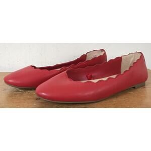Sam & Libby Red Vegan Faux Leather Ballet City Flats Womens Shoes 6.5